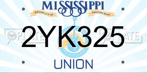 2YK325 Mississippi License Plate