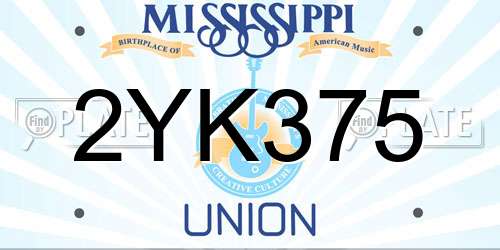 2YK375 Mississippi License Plate