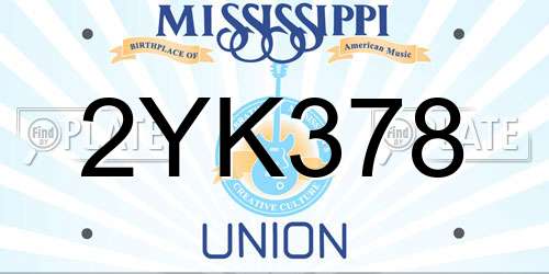 2YK378 Mississippi License Plate