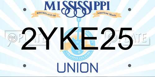 2YKE25 Mississippi License Plate