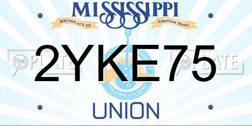 2YKE75 Mississippi License Plate
