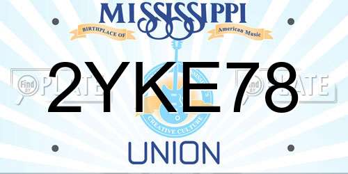 2YKE78 Mississippi License Plate