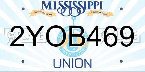 2YOB469 Mississippi License Plate