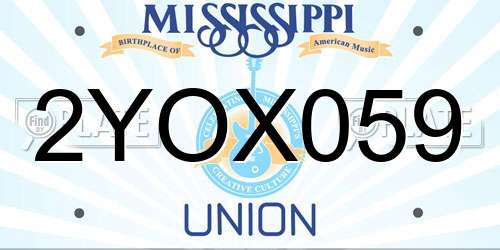 2YOX059 Mississippi License Plate