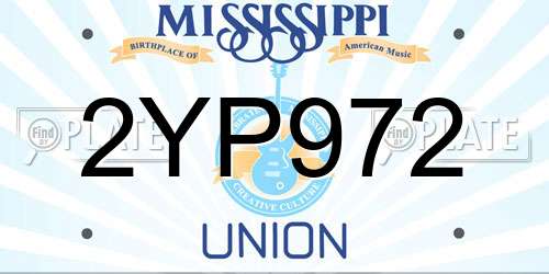 2YP972 Mississippi License Plate