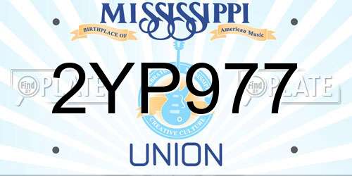 2YP977 Mississippi License Plate