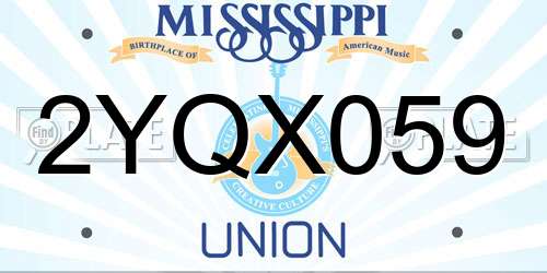 2YQX059 Mississippi License Plate
