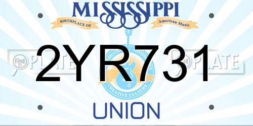 2YR731 Mississippi License Plate