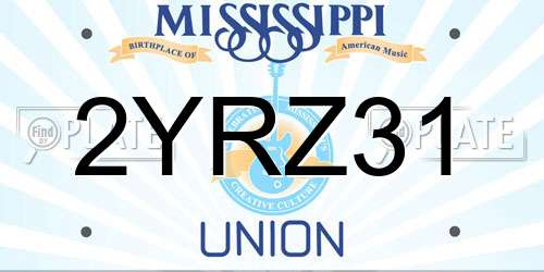 2YRZ31 Mississippi License Plate