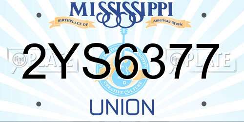 2YS6377 Mississippi License Plate
