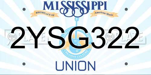 2YSG322 Mississippi License Plate