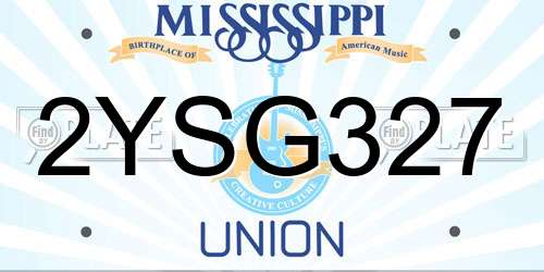 2YSG327 Mississippi License Plate