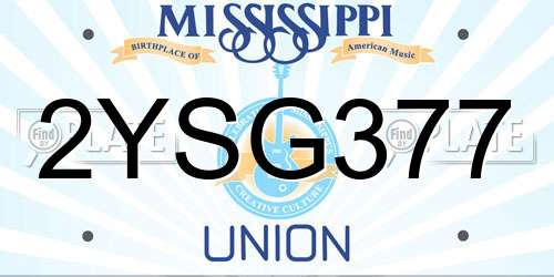 2YSG377 Mississippi License Plate