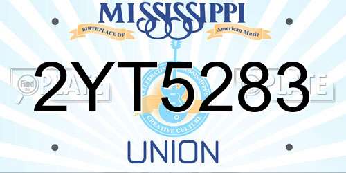 2YT5283 Mississippi License Plate