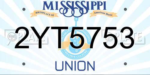 2YT5753 Mississippi License Plate