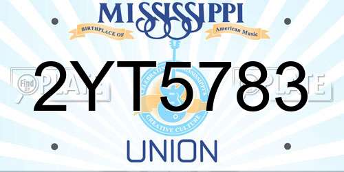 2YT5783 Mississippi License Plate