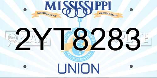 2YT8283 Mississippi License Plate
