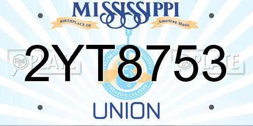 2YT8753 Mississippi License Plate