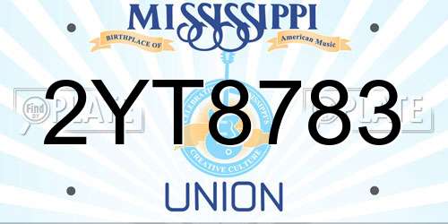 2YT8783 Mississippi License Plate