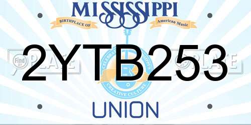 2YTB253 Mississippi License Plate