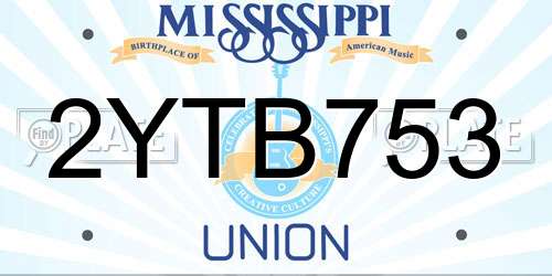 2YTB753 Mississippi License Plate