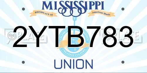2YTB783 Mississippi License Plate