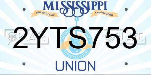 2YTS753 Mississippi License Plate
