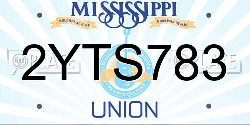 2YTS783 Mississippi License Plate