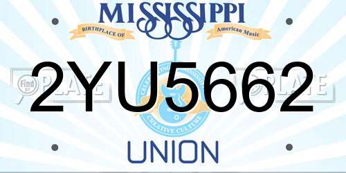 2YU5662 Mississippi License Plate