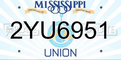 2YU6951 Mississippi License Plate
