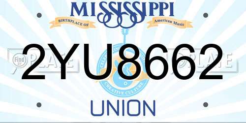 2YU8662 Mississippi License Plate