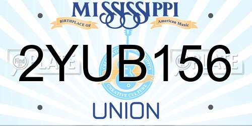 2YUB156 Mississippi License Plate