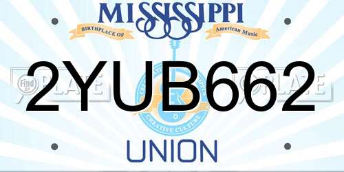 2YUB662 Mississippi License Plate