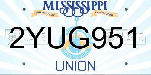 2YUG951 Mississippi License Plate