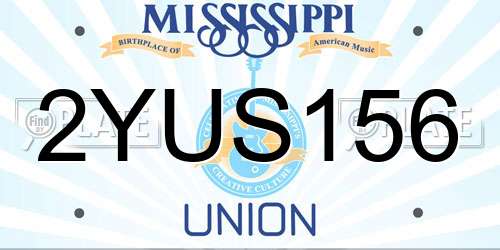 2YUS156 Mississippi License Plate