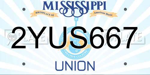 2YUS667 Mississippi License Plate