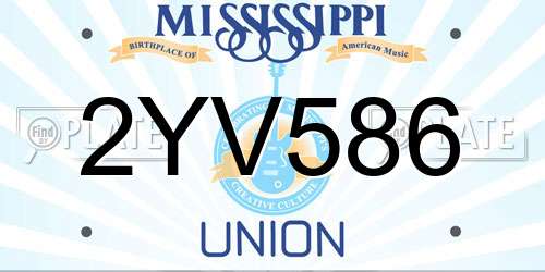 2YV586 Mississippi License Plate
