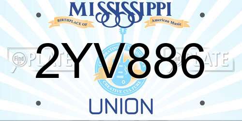 2YV886 Mississippi License Plate