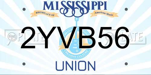 2YVB56 Mississippi License Plate