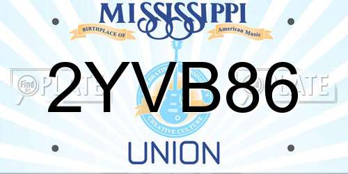 2YVB86 Mississippi License Plate