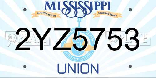2YZ5753 Mississippi License Plate