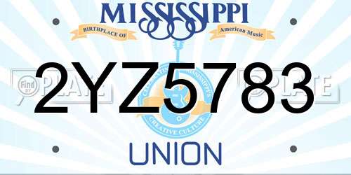 2YZ5783 Mississippi License Plate