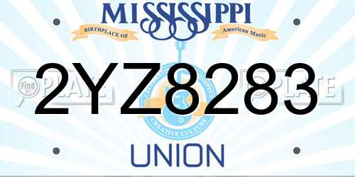 2YZ8283 Mississippi License Plate