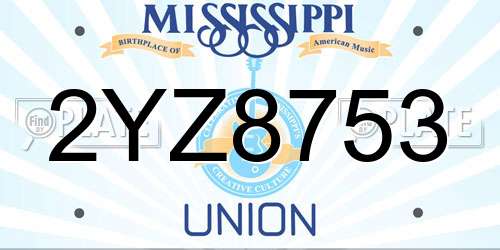 2YZ8753 Mississippi License Plate