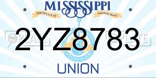 2YZ8783 Mississippi License Plate