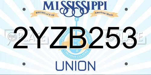 2YZB253 Mississippi License Plate