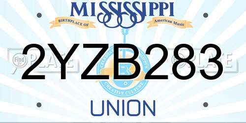2YZB283 Mississippi License Plate