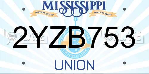 2YZB753 Mississippi License Plate