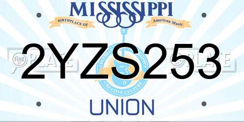 2YZS253 Mississippi License Plate