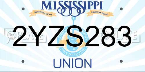2YZS283 Mississippi License Plate